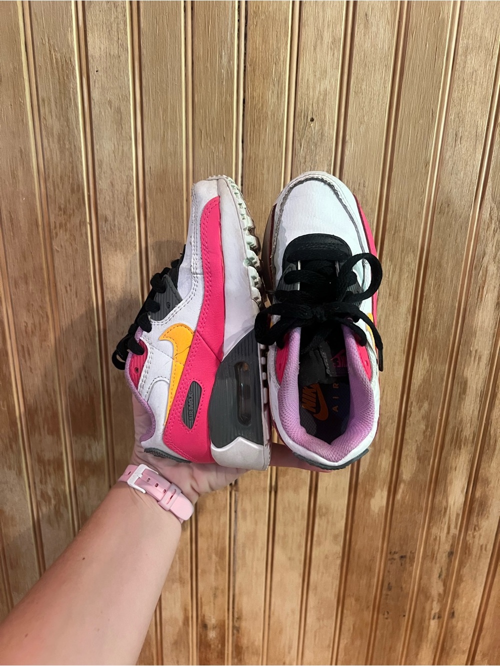 Nike Kids Pink, White & Yellow Retro Sneakers